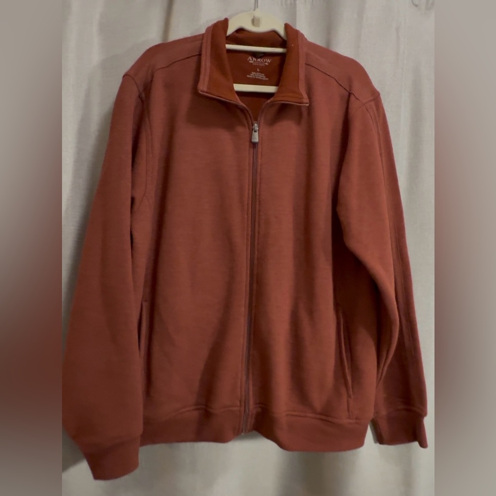 Arrow USA 1851 Men's Full Zip Sweatshirt Cotton Blend Rust Color Size L Like New